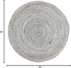 SAFAVIEH Cape Cod Collection Area Rug - 5' Round, Natural & Blue, Handmade Flat Weave Jute, Ideal for High Traffic Areas in Living Room, Bedroom (CAP250A)