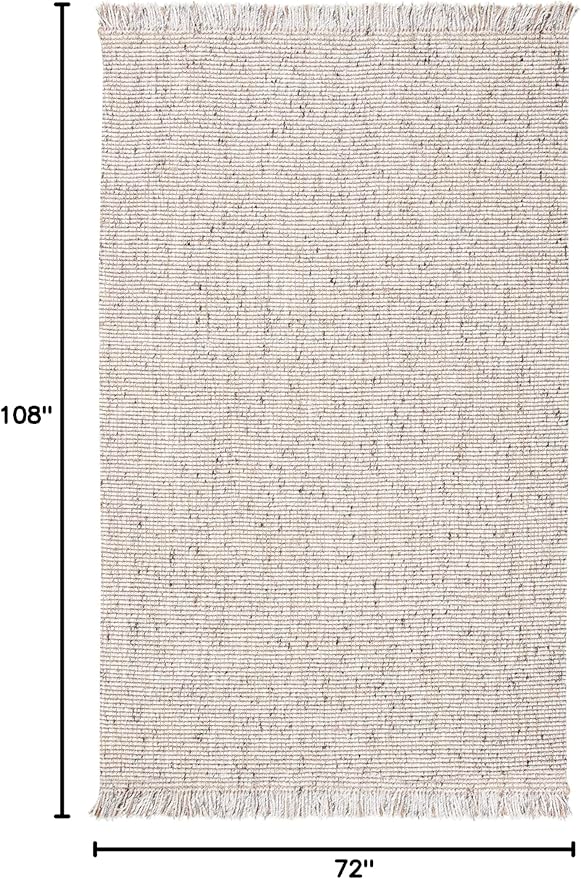 SAFAVIEH Natural Fiber Collection Area Rug - 6' x 9', Silver & Natural, Handmade Woven Fringe Jute, Ideal for High Traffic Areas in Living Room, Bedroom (NF826G)