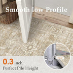 2x8 Washable Runner Rug for Hallway Kitchen Vintage Beige Non Slip Low Pile Carpet Traditional Retro Soft Throw Rug for Bathroom Bedroom Entryway Indoor Entrance