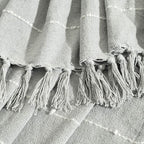 Lush Decor Boho Tufted Cotton Woven Tassel Fringe Throw Blanket Single 50" W x 60" L Light Gray - Gray Throw Blankets for Bed - Boho Couch Blankets