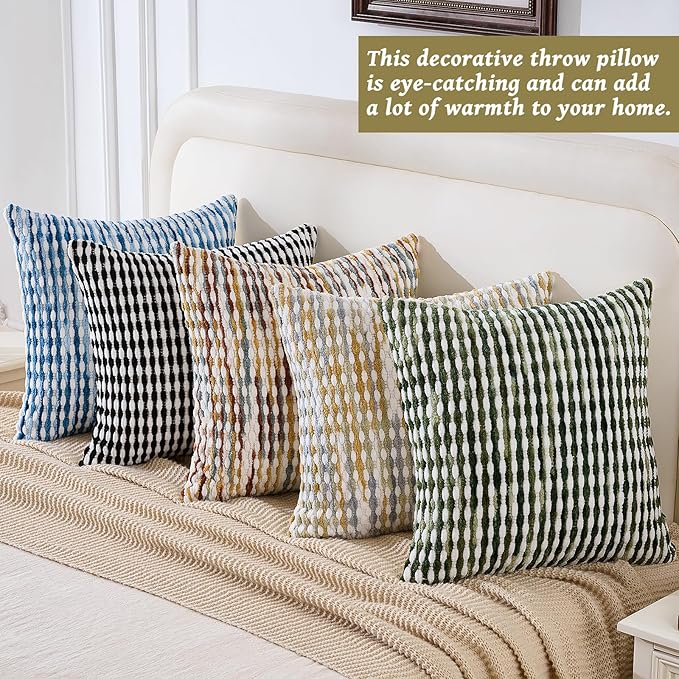 AmHoo Set of 2 Boho Chenille Pillow Cover Decorative Tufted Pillowcase for Couch Bed Sofa Bedroom Living Room Modern 20 x 20-Inch Sage Green