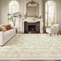 9x12 Area Rugs for Living Room, Non Slip Machine Washable Vintage Rugs, Low Pile Lightweight Large Rug for Bedroom, Dining Room, Home Office Beige/Brown