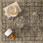 5x7 Brown Black Area Rug for Living Room Washable Vintage Distressed Carpet Bedroom Low Pile Non Slip Indoor Soft Retro Throw Accent Rug Office Kitchen Bathroom Dining Room