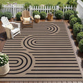 Tangsoo Easy Jute 5x7 Large Washable Area Rug for Dining Room Table,Non-Slip Black Outdoor RugThin Indoor Mat,Modern Farmhouse Rainbow Carpet for Living Room Bedroom Patio Home Decor