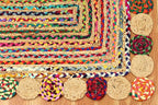 Runner Area Rug - 2.6x4 Feet Multicolor Cape Code Chindi Cotton Jute Rug Geometric Kilim Rug Indoor Outdoor Use Carpet Flatweave Rugs for Bedroom Bedside Runner Kitchen Hallway & Stair