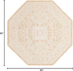 Rugs.com Outdoor Aztec Collection Rug – 5 Ft Octagon Natural Flatweave Rug Perfect for Living Rooms, Kitchens, Entryways