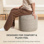 Anji Mountain Pouf Ottoman Foot Rest, Handmade Ottoman Pouf, Comfortable Foot Stool, Decorative Floor Seating for Living Room Decor, Bedroom & Home Décor Accent - Stone