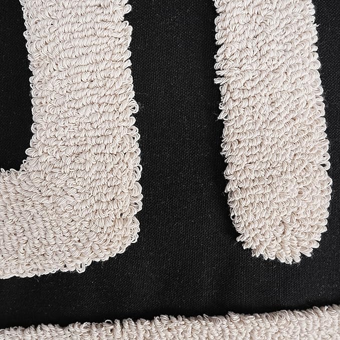 Adabana Black and Beige Pillow Covers 18x18 Decorative Tufted Abstract Throw Pillows Cover Modern Farmhouse Home Decor for Couch Living Room Safa Bed
