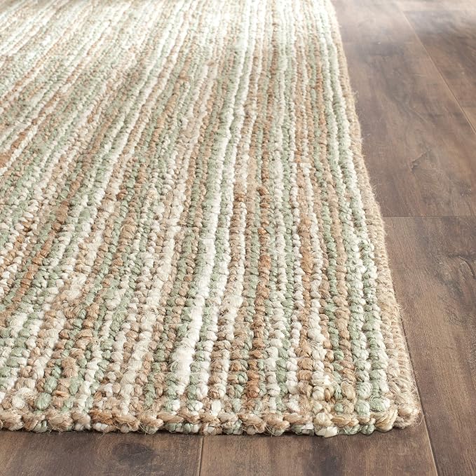 SAFAVIEH Area Rug 11x15 - Natural Fiber Collection - Large - Sage & Natural Brown, Handmade Jute, Farmhouse Style, Chunky Textured Thick Pile (NF447S)