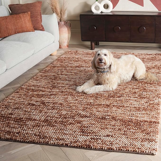 SAFAVIEH Area Rug 6x9 - Natura Collection - Rust & Brown, Handmade Wool Blend, Textured Design, Ideal for Living Room, Bedroom, Dining Space (NAT425P)