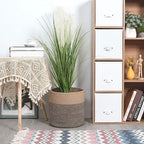 MINTWOOD Design 11 x 11 Inches Cotton Rope Basket for Flower Pot and Indoor Floor Planters, Decorative Round Woven Plant Pot Basket, Planter Covers, Small Dog Toy Storage Baskets, Black