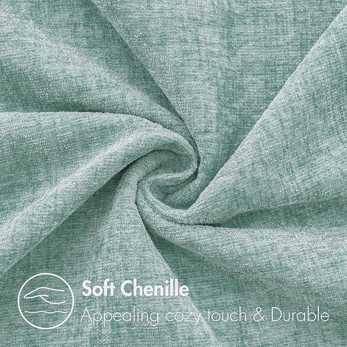 MIULEE Pack of 2 Couch Throw Pillow Covers 12x20 Inch Soft Aqua Green Chenille Lumbar Pillow Covers for Sofa Living Room Spring Home Decor Couch Solid Dyed Cases