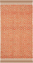 SAFAVIEH Natural Fiber Collection Accent Rug - 3' x 5', Orange & Natural, Handmade Boho Diamond Tassel Jute, Ideal for High Traffic Areas in Entryway, Living Room, Bedroom (NF266B)