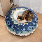 Meditation Cushion 32 Inch Round, Extra Thick Memory Foam Floor Pillow with Removable Washable Cover, Bohemian Mandala Yoga Cushion for Adults - Ideal Gift & Holiday Decor, Green