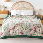 Boho Throw Blanket for Bed, 100% Pure Cotton Ultra Soft Rustic Quilt, Farmhouse Decor Bed Blankets, All Season Rustic Throw for Sofa Couch Chair(80"x 90", Boho Floral)