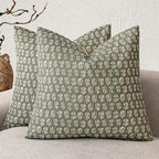 Foindtower Set of 2 Decorative Vintage Floral Print Throw Pillow Covers Neutral Modern Farmhouse Cushion Covers Boho Home Decor for Sofa Couch Chair Bedroom Living Room,24×24 Inch,Sage Green