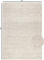 S & L Homes 4' x 6' Jute Cotton Hand Woven Natural Farmhouse Area Rug for Living Room - Rustic Vintage Bohemian Décor - (Natural)