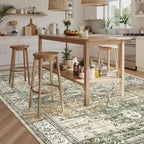 Washable Area Rug 8x10, Large Soft Rugs for Living Room Farmhouse Vintage Area Rugs for Bedroom Dining Room Non-Slip Stain Resistant Under Table Rug Olive Beige