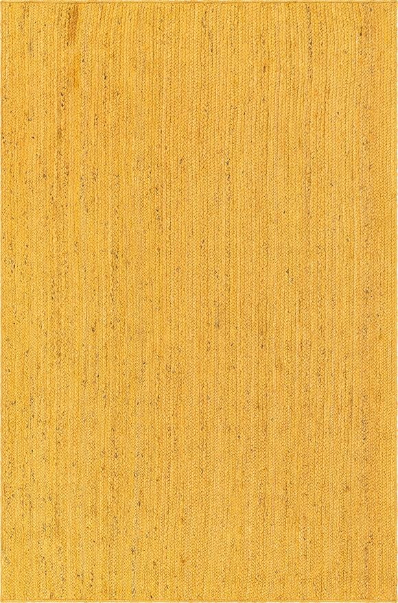 Unique Loom Braided Jute Collection Area Rug - Dhaka (6' 1" x 9' Rectangle, Yellow)