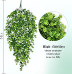 Waipfaru 4Pcs Fake Hanging Plants 3ft Fake Plants UV Resistant Fake Vines Artificial Decor for Indoor Outdoor Party Wall Porch Wedding Decoration,Light Green