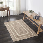 VHC Brands Jute Rug Rectangle with Pad, Natural & Crème, 36x60