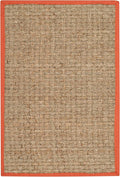 SAFAVIEH Natural Fiber Collection Area Rug - 2'3" x 4', Natural & Rust, Border Basketweave Seagrass Design (NF114Y)
