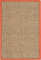 SAFAVIEH Natural Fiber Collection Area Rug - 2'3" x 4', Natural & Rust, Border Basketweave Seagrass Design (NF114Y)