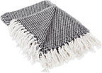 DII 100% Cotton Basket Weave Throw for Indoor/Outdoor Use Camping Bbq's Beaches Everyday Blanket, 50 x 60, Black