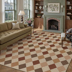6x9 Checkered Easy Jute Area Rug for Living Room Large Checkerboard Washable Indoor Outdoor Carpet Farmhouse Patio Office Mat Geometric Non Slip Brown-Beige Carpet for Backyard Dining Room