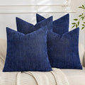 Set of 4 Soft Textured Decorative Throw Pillow Covers 16x16 Inch Cozy Farmhouse Cushion Cover Square Accent Pillow Cases for Bed Couch Sofa Living Room, Blue