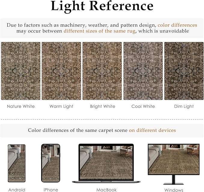 6x9 Area Rug for Living Room Brown Vintage Washable Bedroom Carpet Traditional Distressed Soft Non Slip Indoor Large Accent Rug Retro Thin Low Pile Floor Cover for Dining Room Playroom