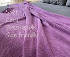 KyraHome 100% Organic Cotton 60"x80" Large Cotton Throw Blanket for Couch, Women, Plant Dyed, Breathable Lightweight Gauze Muslin Blanket for Adult, All Season (Purple Lavender)
