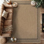 Easy Jute Rugs 10x14 Frame Natural Color Living Room Indoor Outdoor Area Rug for Patio and Kitchen Rug High Traffic Washable Easy to Clean Solid Boho Woven Design Carpet (10 x 14)