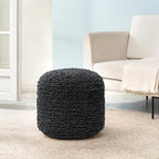 Anji Mountain Pouf Ottoman Foot Rest, Handmade Ottoman Pouf, Comfortable Foot Stool, Decorative Floor Seating for Living Room Decor, Bedroom & Home Décor Accent - Midnight Curl