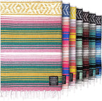 Hydration Nation Authentic Large Handwoven Mexican Striped Throw Blanket - Soft, Durable, Eco-Friendly - 70"x50" - Sunshine
