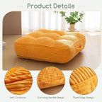 HIGOGOGO 6" Extra Thick Floor Pillow Cushion for Adults, Meditation Cushion Pillow, Large Square Floor Sitting, Tufted Corduroy Cover, for Tatami Living Room or Yoga, 22x22 Inch, Orange