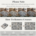 Washable Entryway Rug 3'x5 Non-Slip Backing Vintage Indoor Rug Low Pile Lightweight Carpet for High-Traffic Indoor Entrance & Kitchen