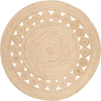 SAFAVIEH Area Rug 6' Round - Natural Fiber Collection - Ivory, Handmade Jute, Boho Farmhouse Braided Design (NF364B)
