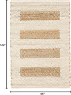 Dash and Albert Milo Jute & Cotton Area Rug - 7.5 X 9.5 Ivory Stripe Handwoven Accent Rug - Durable, Low Pile, Guest Room, Home Office, Dining Room - Premium Luxury Hotel Quality Soft Breathable