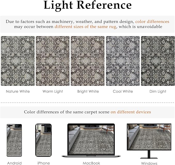Black Runner Rug 2'6"x10' Vintage Area Carpet Hallway Long Indoor Kitchen Washable Living Room Low Pile Traditional Distressed Retro Accent Rug Non Slip Laundry Bathroom Office Dining Room