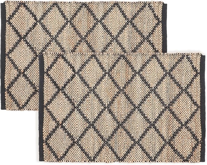· REDEARTH · Jute Cotton Area Rug - 2'x3' Rectangular Rug, Sustainable Handwoven, Non-Shedding, Soft & Durable – Reversible, Neutral Tones for Home Décor in Living Room, Dining Room, Bedroom, Set of 2