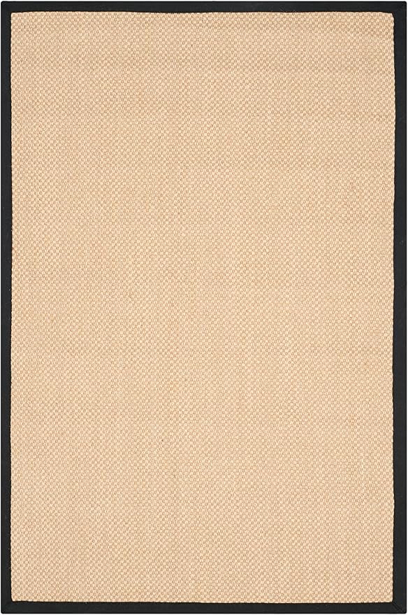 SAFAVIEH Area Rug 6x8 - Natural Fiber Collection - Maize & Black, Sisal, Woven Design with Border (NF141A)