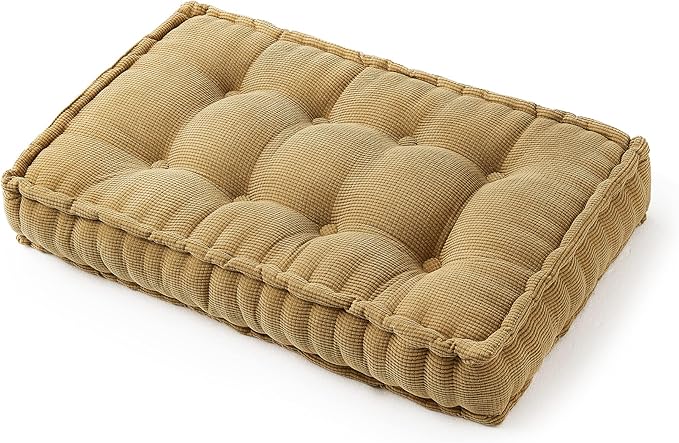 DormCo Rainha - Ultra Thick Tufted Floor Pillow - Natural Tan 23.60" x 40.15" x 7.85"D