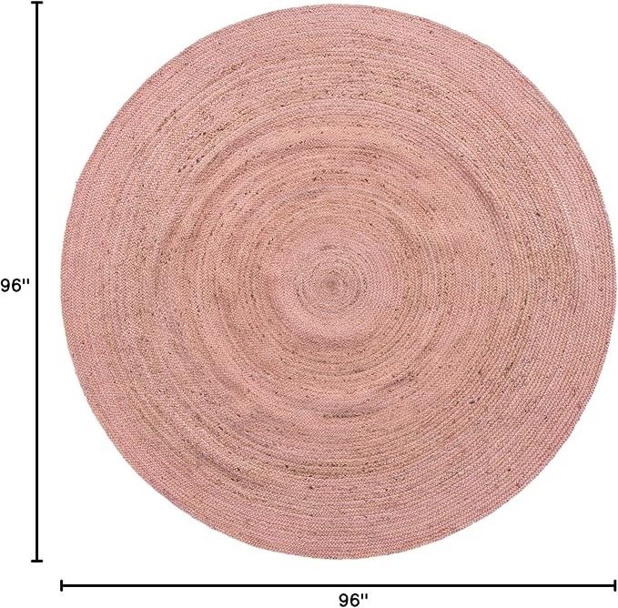 Unique Loom Braided Jute Collection Area Rug - Dhaka (8' Round, Light Pink)