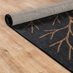 Washable Indoor Outdoor Rug 9x12 Modern Area Rugs Branch Pattern Non Shedding Waterproof Easy Clean Patio Deck Porch Living Room Bedroom Garden RV (9 X 12 Gold)