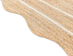 Wave Scalloped Natural Jute Rug - Boho Entryway Runner, Farmhouse Scallop, Off White (8'x10')