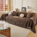 ROOMLIFE Couch Cover with Tassel Brown Chenille Sofa Cover Blanket for Sectional Sofa, Soft Sofa Slipcovers for L Shaped Love Seat 2-3 Cushion Couch Anti Slip Sofa Protector, 71"x118"