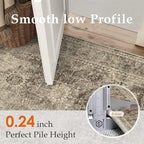 2x5 Washable Runner Rug for Kitchen Hallway Brown Vintage Non-Slip Low Pile Distressed Rustic Carpet Soft Throw Rug for Indoor Entryway Bedroom