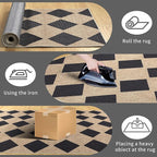 Checkered Easy Jute Rug 5x7 Outdoor Patio Rug Washable Area Rugs for Living Room Bedroom Non Slip Neutral Farmhouse Indoor Outdoor Carpet for Backyard Patio Office