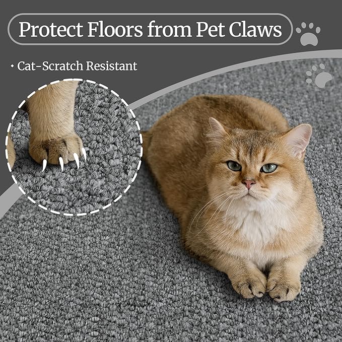 Faux Jute Non-Slip Area Rug, 6x9 Washable Pet-Friendly Floor Mat for Living Room, Bedroom, Entryway, Machine Woven Durable Scratch Resistant Carpet, Grey